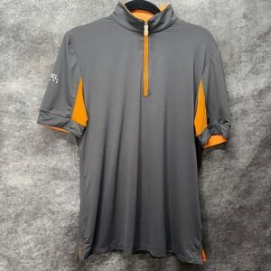 Kastel Denmark 1/4 Zip Sun Protection Shirt Womens L Gray Orange Short Sleeve